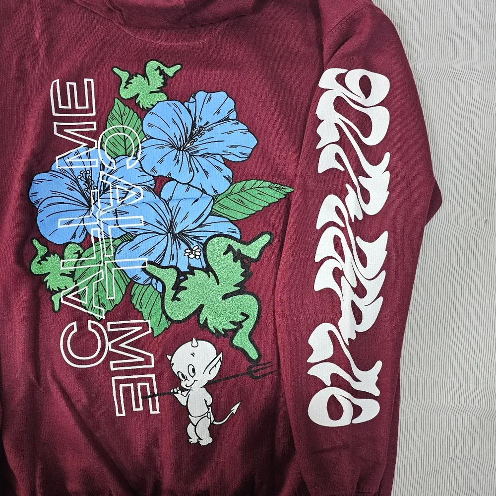 CALL ME 917 DEVIL CALLS HOODY SWEATSHIRT SMALL MAROON - Picture 6 of 7